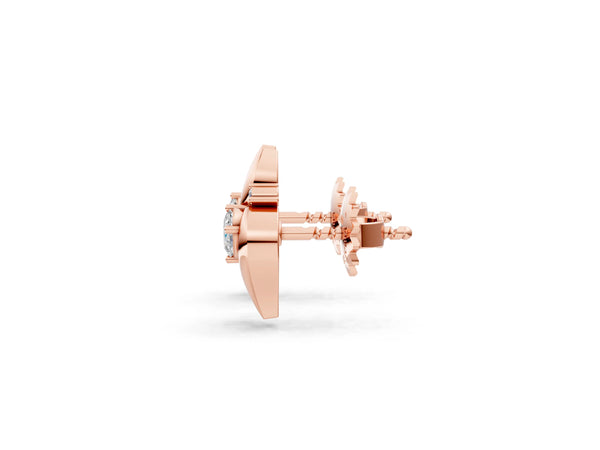 Rose gold Oval Diamond Shell Stud Earrings