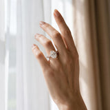 Rose gold Oval Diamond Solitaire Ring with Prong Setting and Pavé Band_13