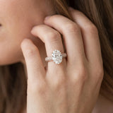 Rose gold Oval Diamond Solitaire Ring with Prong Setting and Pavé Band_15