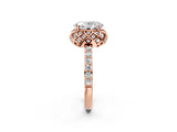 Rose gold Oval Diamond Solitaire Ring with Shared Prong Pavé Band_55
