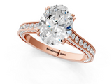Rose gold Oval Diamond Solitaire with Pave Band and Six-Prong Setting_33