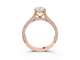 Rose gold Oval Diamond Solitaire with Pave Band and Six-Prong Setting_35