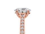 Rose gold Oval Diamond Solitaire with Pave Band and Six-Prong Setting_37
