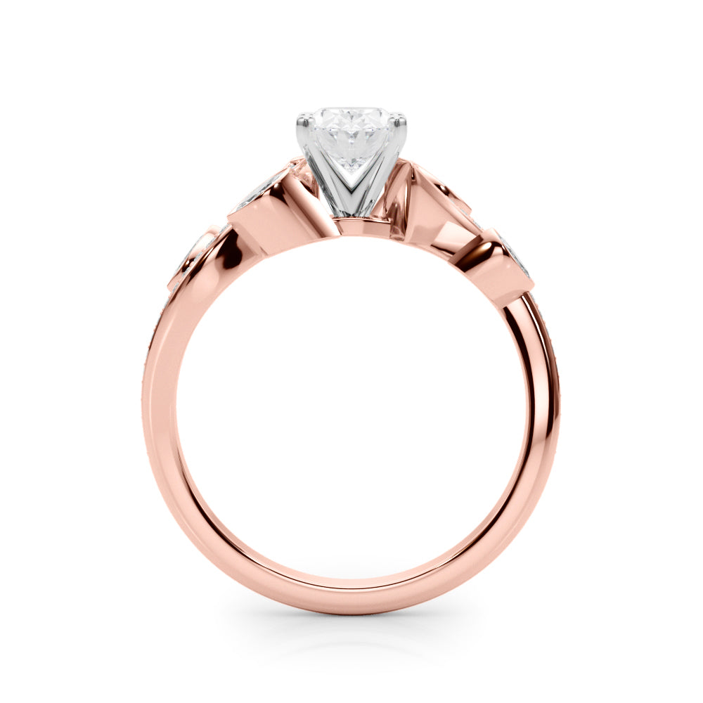 Rose gold Oval Diamond Swirl Band with Prong Setting 2