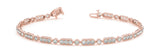 Rose gold Oval Diamond Tennis Bracelet with Milgrain Bezel Setting