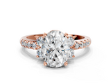 Rose gold Oval Diamond Three-Stone Pave Band with Four-Prong Setting_32