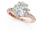 Rose gold Oval Diamond Three-Stone Pave Band with Four-Prong Setting_33