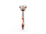 Rose gold Oval Diamond Three-Stone Pave Band with Four-Prong Setting_34