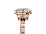 Rose gold Oval Diamond Three-Stone Pave Band with Four-Prong Setting_37