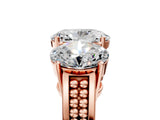 Rose gold Oval Diamond Three-Stone Ring with Prong Setting and Textured Band_11
