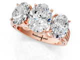 Rose gold Oval Diamond Three-Stone Ring with Prong Setting and Textured Band_7