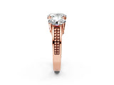 Rose gold Oval Diamond Three-Stone Ring with Prong Setting and Textured Band_8