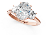 Rose gold Oval Diamond Three-Stone Ring with Trapezoid Side Stones and Prong Setting_23