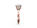 Rose gold Oval Diamond Three-Stone Ring with Trapezoid Side Stones and Prong Setting_24