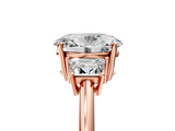 Rose gold Oval Diamond Three-Stone Ring with Trapezoid Side Stones and Prong Setting_27