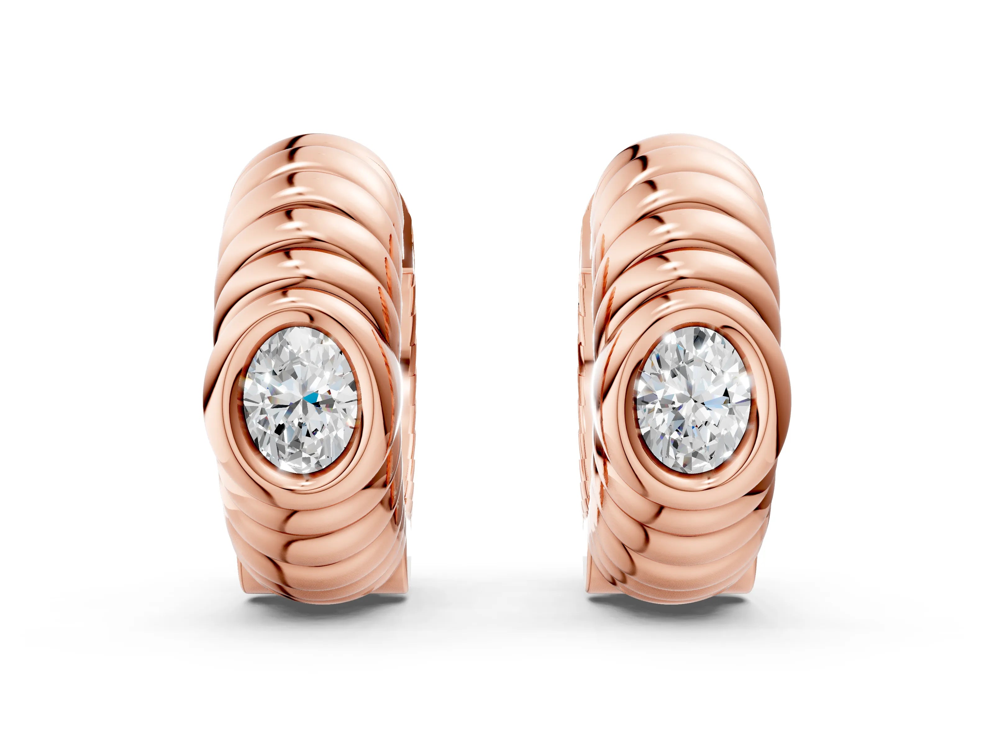 Rose gold Oval Diamond Vera Hoop Earrings
