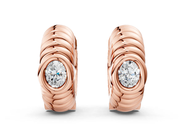 Rose gold Oval Diamond Vera Hoop Earrings