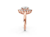 Rose gold Oval Halo Cluster Diamond Engagement Ring with Prong Setting and Polished Band_65