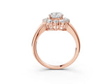 Rose gold Oval Halo Cluster Diamond Engagement Ring with Prong Setting and Polished Band_66