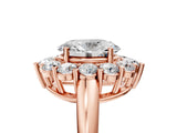 Rose gold Oval Halo Cluster Diamond Engagement Ring with Prong Setting and Polished Band_68