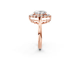 Rose gold Oval Halo Cluster Diamond Engagement Ring with Solitaire Band and Prong Setting_68