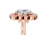 Rose gold Oval Halo Diamond Cluster Engagement Ring with Milgrain Bezel Setting and Solitaire Band_31