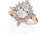Rose gold Oval Halo Diamond Cluster Ring with Marquise and Round Stones on a White Gold Band with Prong Setting_33