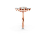 Rose gold Oval Halo Diamond Cluster Ring with Marquise and Round Stones on a White Gold Band with Prong Setting_34