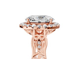 Rose gold Oval Halo Diamond Engagement Ring with Filigree Band and Four-Prong Setting_110