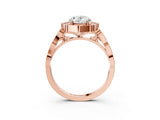 Rose gold Oval Halo Diamond Engagement Ring with Milgrain Band and Four-Prong Setting_55