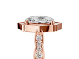 Rose gold Oval Halo Diamond Engagement Ring with Milgrain Band and Four-Prong Setting_57