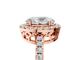 Rose gold Oval Halo Diamond Engagement Ring with Pavé Band and Four-Prong Setting_65
