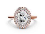 Rose gold Oval Halo Diamond Engagement Ring with Solitaire Band and Four-Prong Setting_20