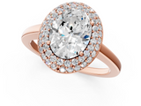 Rose gold Oval Halo Diamond Engagement Ring with Solitaire Band and Four-Prong Setting_21
