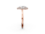 Rose gold Oval Halo Diamond Engagement Ring with Solitaire Band and Four-Prong Setting_22