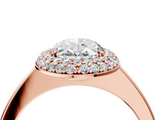 Rose gold Oval Halo Diamond Engagement Ring with Solitaire Band and Four-Prong Setting_24