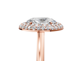 Rose gold Oval Halo Diamond Engagement Ring with Solitaire Band and Four-Prong Setting_25
