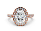 Rose gold Oval Halo Diamond Engagement Ring with Split Shank Band and Four-Prong Setting_6