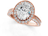 Rose gold Oval Halo Diamond Engagement Ring with Split Shank Band and Four-Prong Setting_7