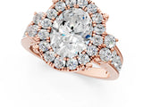 Rose gold Oval Halo Diamond Engagement Ring with Split Shank and Four-Prong Setting 1