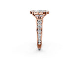 Rose gold Oval Halo Diamond Engagement Ring with Split Shank and Four-Prong Setting 2
