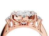 Rose gold Oval Halo Diamond Engagement Ring with Split Shank and Four-Prong Setting 4