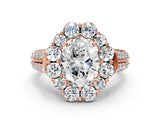 Rose gold Oval Halo Diamond Engagement Ring with Split Shank and Prong Setting_66