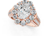 Rose gold Oval Halo Diamond Engagement Ring with Split Shank and Prong Setting_67