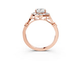 Rose gold Oval Halo Diamond Engagement Ring with Twisted Band and Four-Prong Setting 3