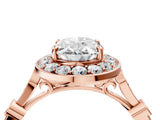 Rose gold Oval Halo Diamond Engagement Ring with Twisted Band and Four-Prong Setting 4