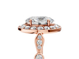 Rose gold Oval Halo Diamond Engagement Ring with Twisted Band and Four-Prong Setting 5