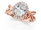 Rose gold Oval Halo Diamond Floral Band with Four-Prong Setting_74