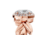Rose gold Oval Halo Diamond Floral Band with Four-Prong Setting_78