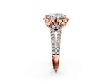 Rose gold Oval Halo Diamond Floral Split Shank Engagement Ring 2